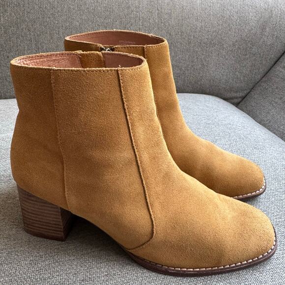 Madewell Chelsea Boot Lather Brown Tan Suede Block Heel Women’s Sz 8.5 - Picture 5 of 12